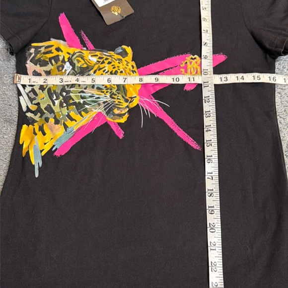 NEW Roberto Cavalli Womens Graphic Cheetah T-Shirt Size Medium - Picture 4 of 8
